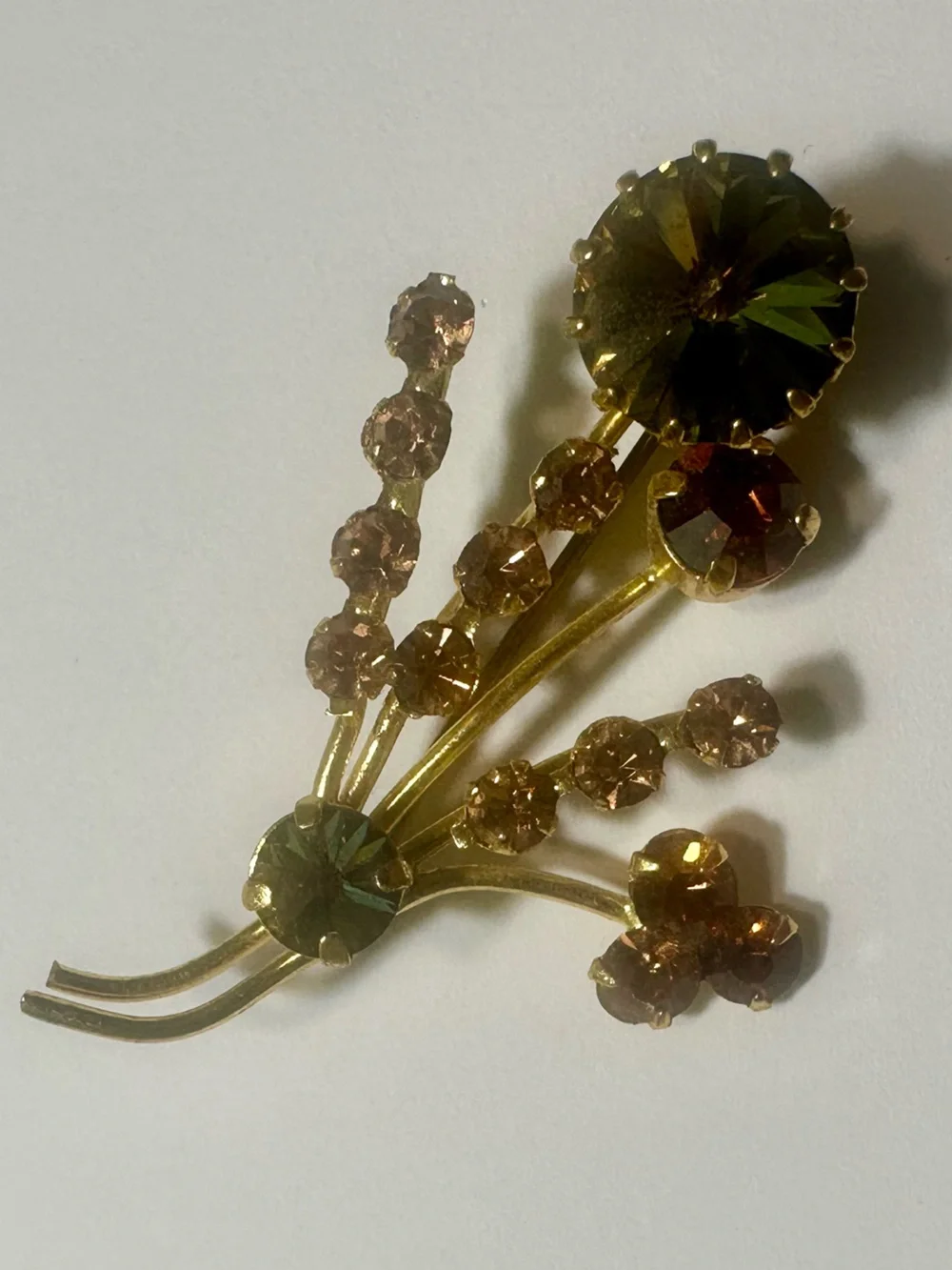 Vintage 1950s Austrian Rhinestone Floral Spray Brooch